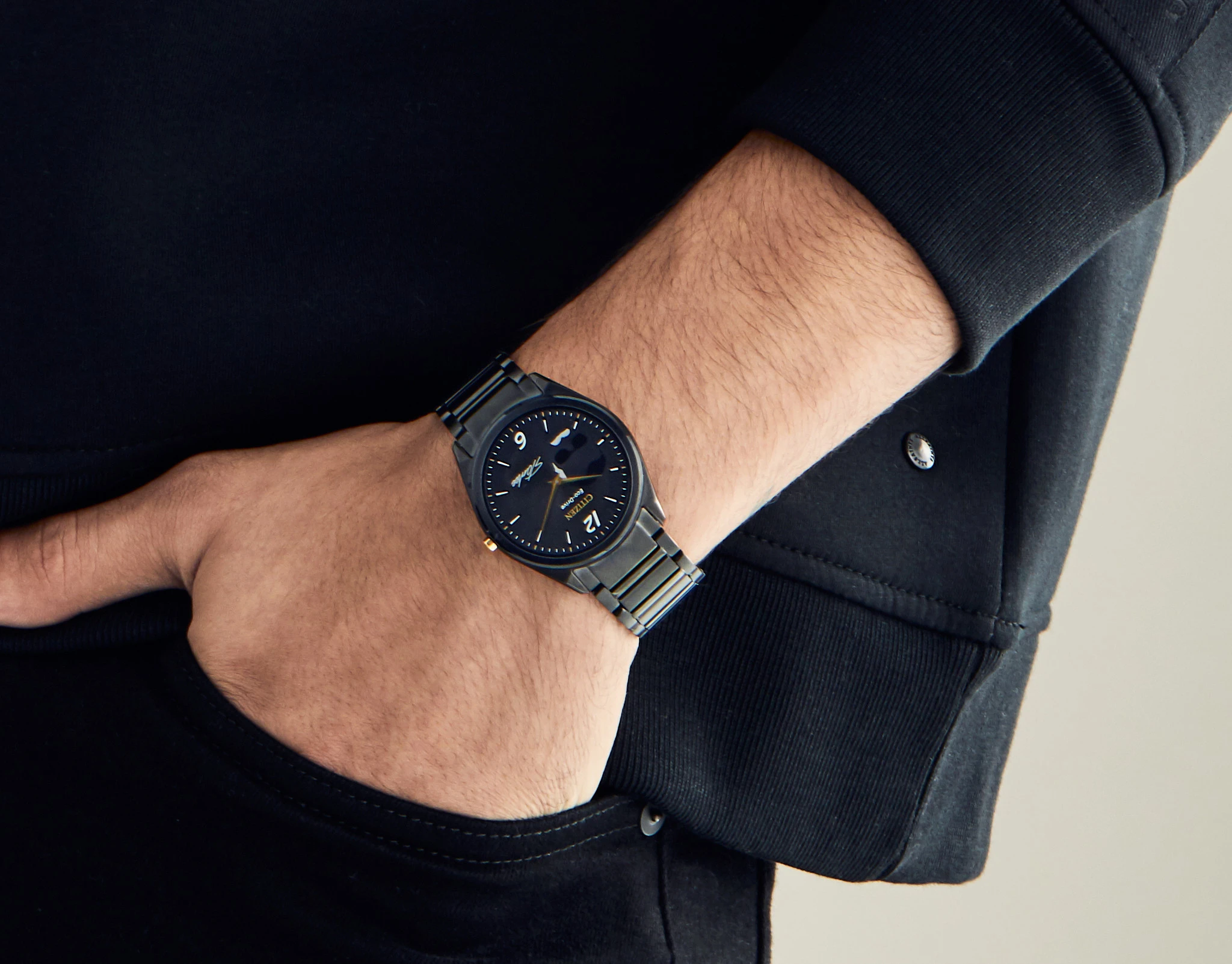 Stan Lee Black Dial Stainless Steel Bracelet AR3077-56W | CITIZEN